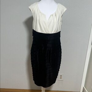 Elegant Black and White Cap Sleeve Dress